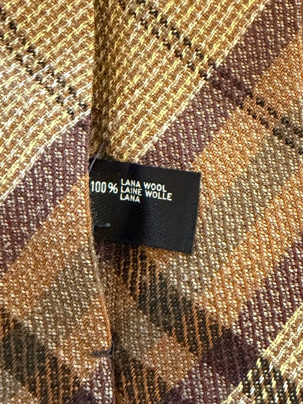 Men's Plaid Wool Tie in Beige and Brown